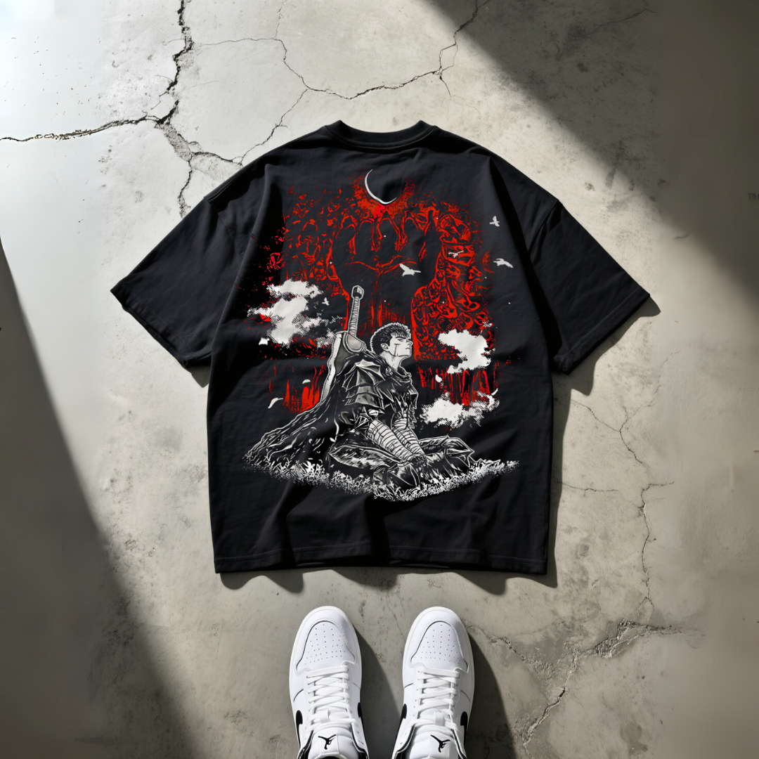 T-Shirt Oversize Heavyweight 240GSM – Berserk™ – 100% Coton Premium – Noir