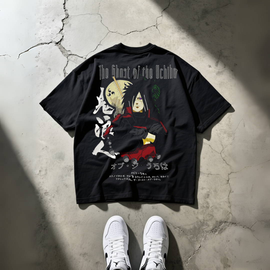 T-Shirt Oversize Heavyweight 240GSM – Madara Uchiha Naruto™ – 100% Coton Premium – Noir