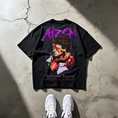 T-Shirt Oversize Heavyweight 240GSM – Sosuke Aizen Bleach™ – 100% Coton Premium – Noir