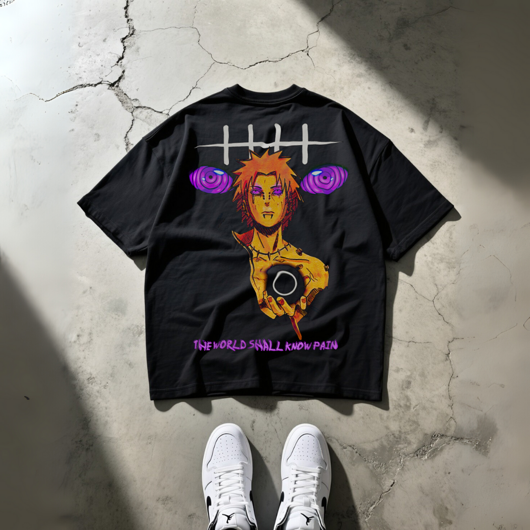T-Shirt Oversize Heavyweight 240GSM – Pain Akatsuki Naruto™ – 100% Coton Premium – Noir
