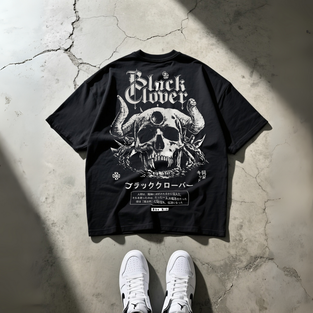 T-Shirt Oversize Heavyweight 240GSM – Black Clover™ – 100% Coton Premium – Noir