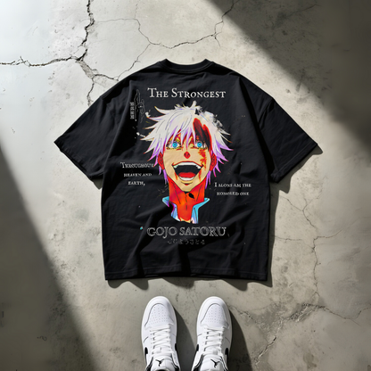 T-Shirt Oversize Heavyweight 240GSM – Gojo Satoru Jujutsu Kaisen™ – 100% Coton Premium – Noir