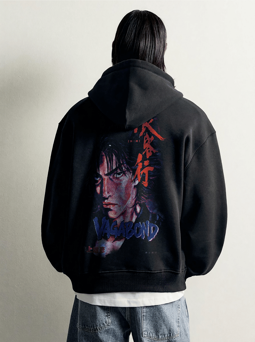 Hoodie Oversize – Retro musachi – Black