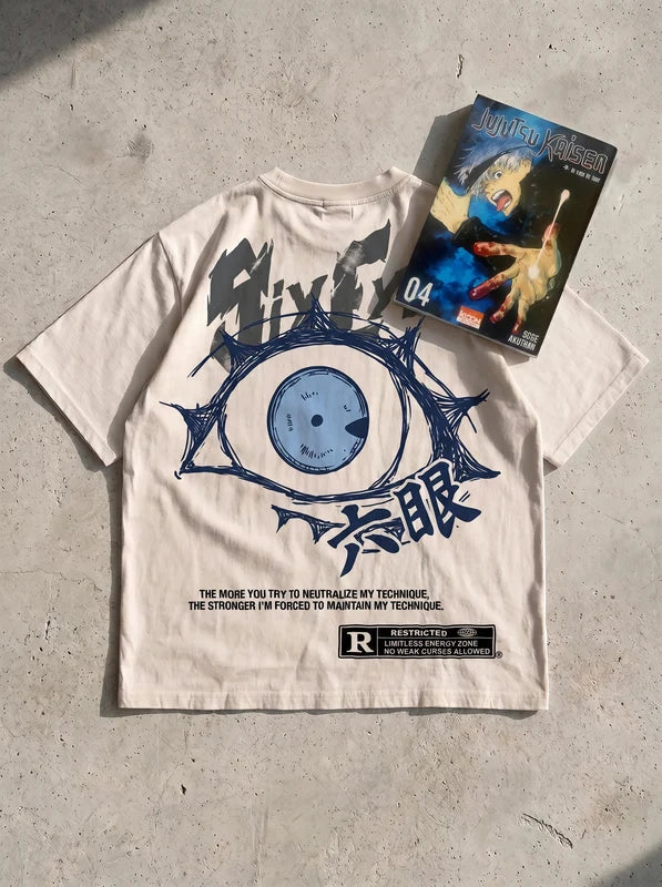 T-Shirt  –  Gojo Six Eyes  –  Blanc Cassé