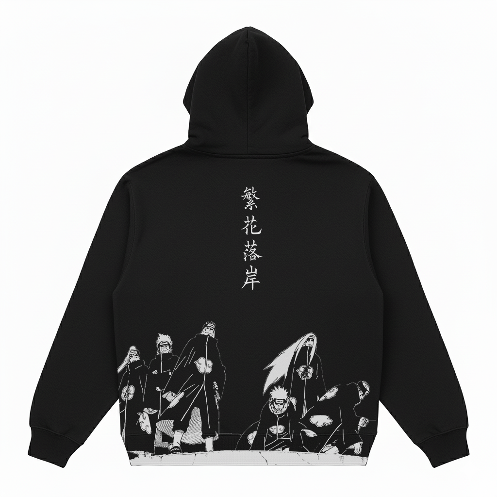 Hoodie Oversize Heavyweight 340GSM – Akatsuki Naruto™ – 100% Coton Premium – Noir