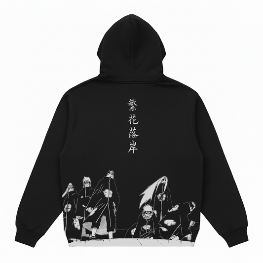 Hoodie Oversize Heavyweight 340GSM – Akatsuki Naruto™ – 100% Coton Premium – Noir