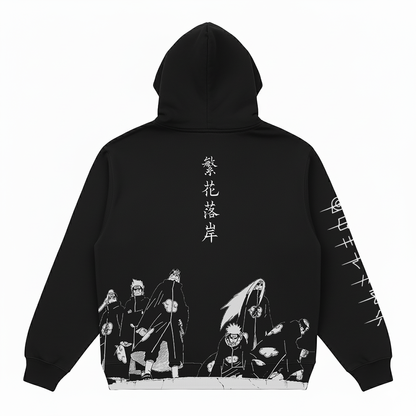 Hoodie Oversize Heavyweight – Akatsuki Naruto™ – 100% Coton Premium – Noir