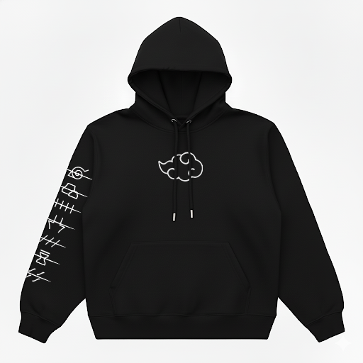 Hoodie Oversize Heavyweight 340GSM – Akatsuki Naruto™ – 100% Coton Premium – Noir