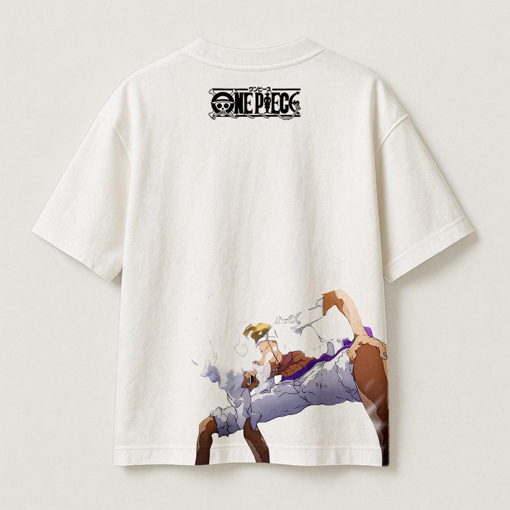 T-Shirt Oversize Heavyweight 240GSM – Monkey D. Luffy One Piece™ – 100% Coton Premium – Blanc