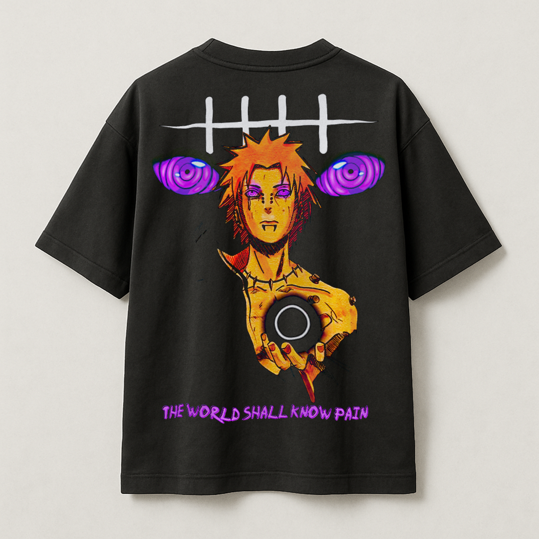T-Shirt Oversize Heavyweight 240GSM – Pain Akatsuki Naruto™ – 100% Coton Premium – Noir
