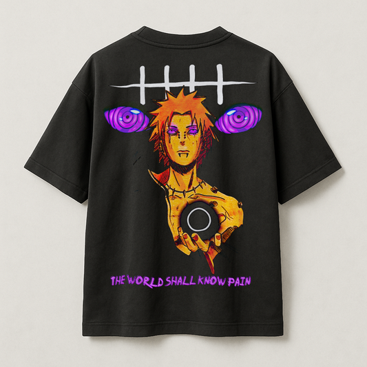 T-Shirt Oversize Heavyweight 240GSM – Pain Akatsuki Naruto™ – 100% Coton Premium – Noir