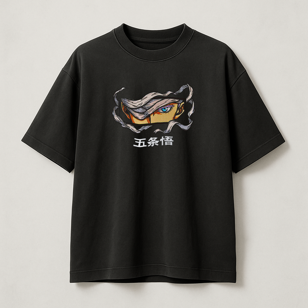 T-Shirt Oversize Heavyweight 240GSM – Gojo Satoru Jujutsu Kaisen™ – 100% Coton Premium – Noir