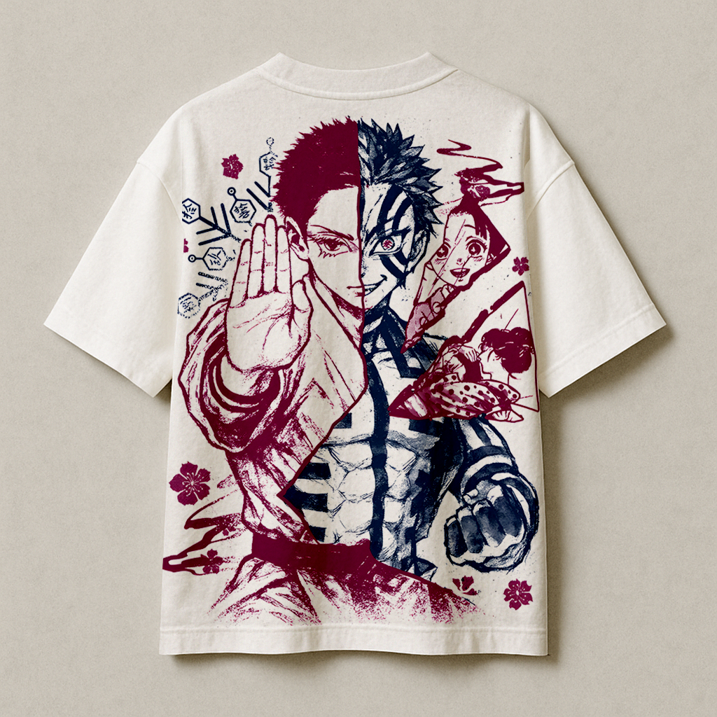 T-shirt Oversize Heavyweight Akaza – Demon Slayer | 100% Coton