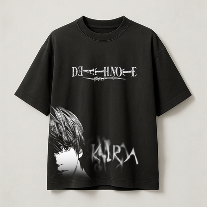 T-Shirt Oversize Heavyweight 240GSM – Death Note™ – 100% Coton Premium – Noir