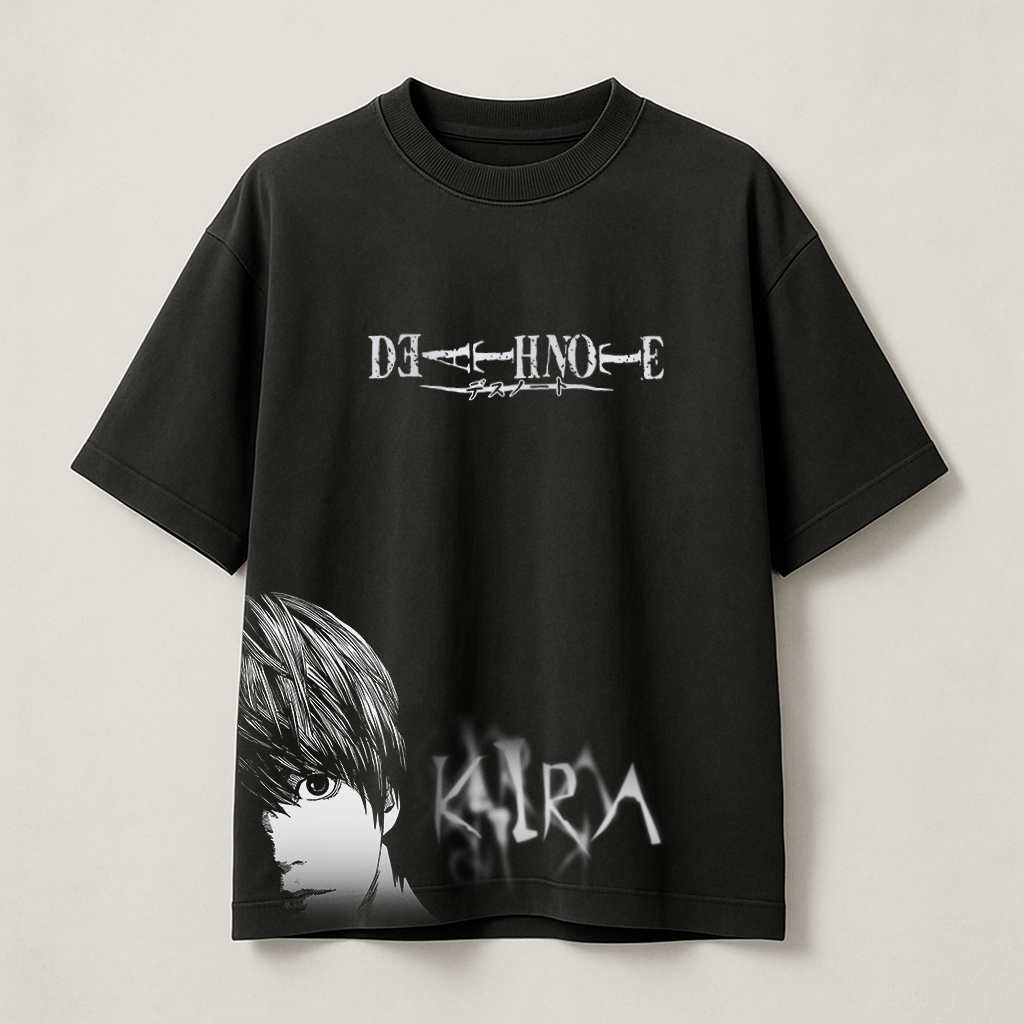 T-Shirt Oversize Heavyweight 240GSM – Death Note™ – 100% Coton Premium – Noir