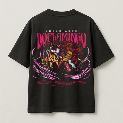 T-Shirt Oversize Heavyweight 240GSM – Donquixote Doflamingo One Piece™ – 100% Coton Premium – Noir