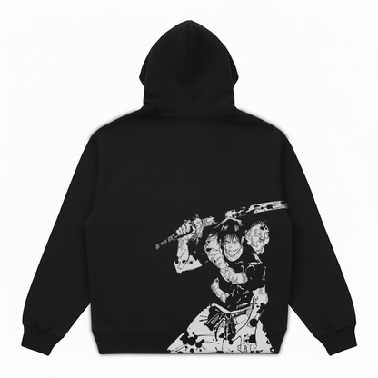 Hoodie Oversize Heavyweight 340GSM – Toji Fushiguro Jujutsu Kaisen™ – 100% Coton Premium – Noir
