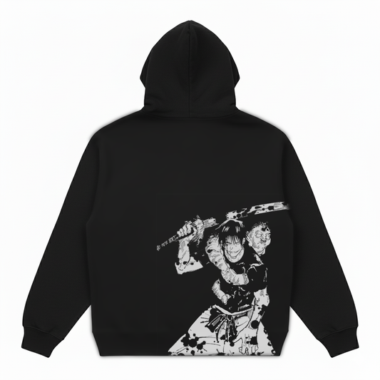 Hoodie Oversize Heavyweight 340GSM – Toji Fushiguro Jujutsu Kaisen™ – 100% Coton Premium – Noir
