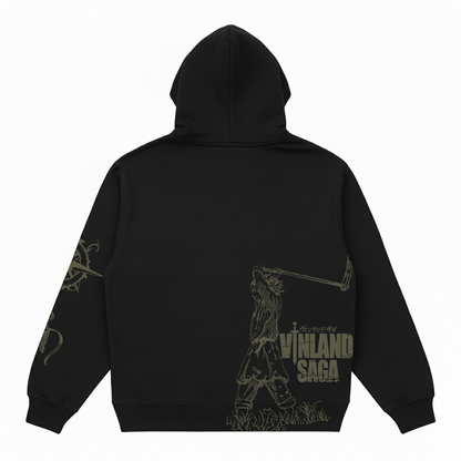 Hoodie Oversize Heavyweight 340GSM – Vinland Saga™ – 100% Coton Premium – Noir