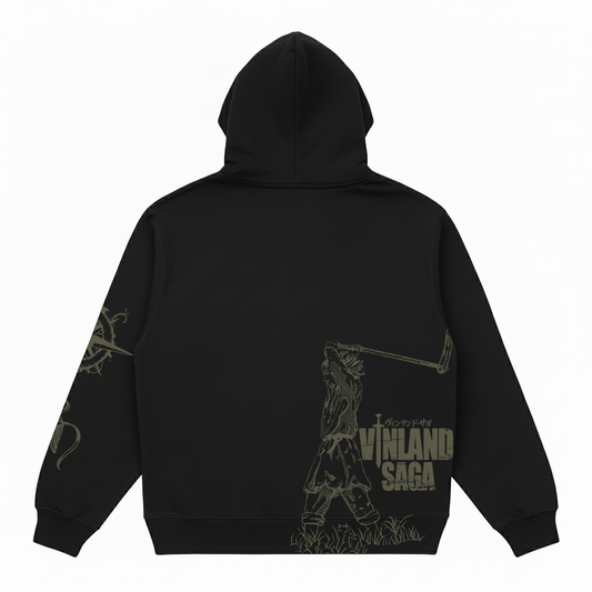 Hoodie Oversize Heavyweight 340GSM – Vinland Saga™ – 100% Coton Premium – Noir