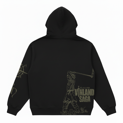 Hoodie Oversize Heavyweight 340GSM – Vinland Saga™ – 100% Coton Premium – Noir