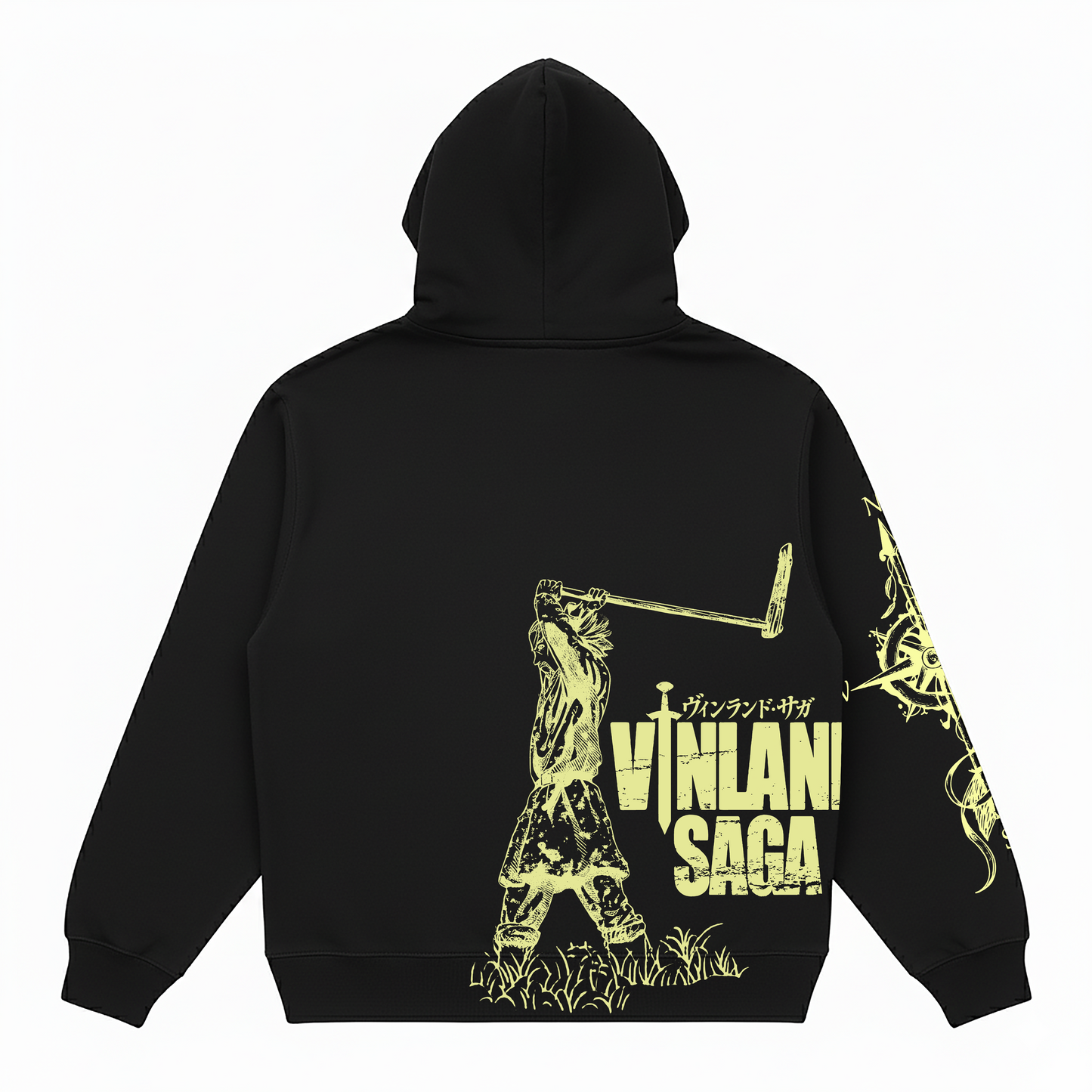 Hoodie Oversize Heavyweight 340GSM – Vinland Saga™ – 100% Coton Premium – Noir