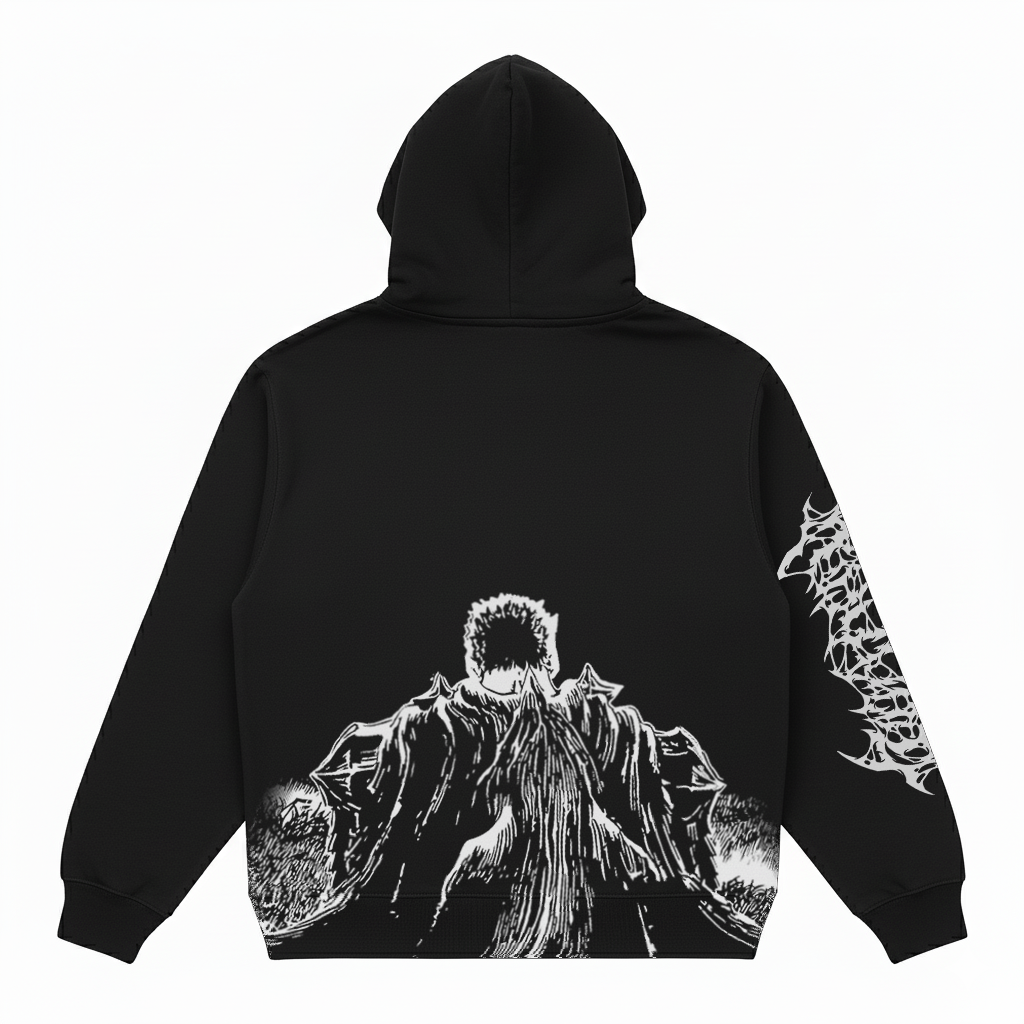 Hoodie Oversize Heavyweight 340GSM – Berserk™ – 100% Coton Premium – Noir