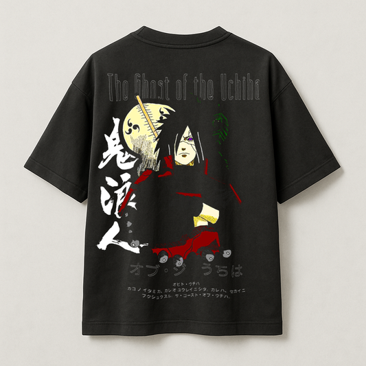 T-Shirt Oversize Heavyweight 240GSM – Madara Uchiha Naruto™ – 100% Coton Premium – Noir