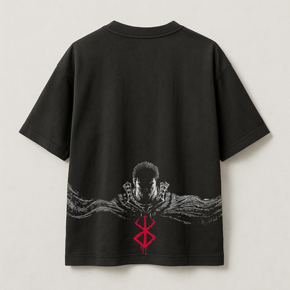 T-Shirt Oversize Heavyweight 240GSM – Guts Berserk™ – 100% Coton Premium – Noir