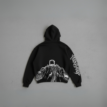 Hoodie Oversize Heavyweight 340GSM – Berserk™ – 100% Coton Premium – Noir