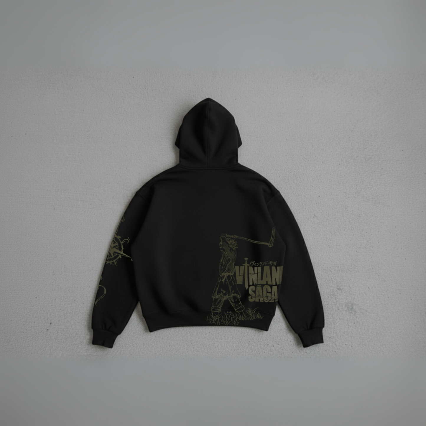 Hoodie Oversize Heavyweight 340GSM – Vinland Saga™ – 100% Coton Premium – Noir