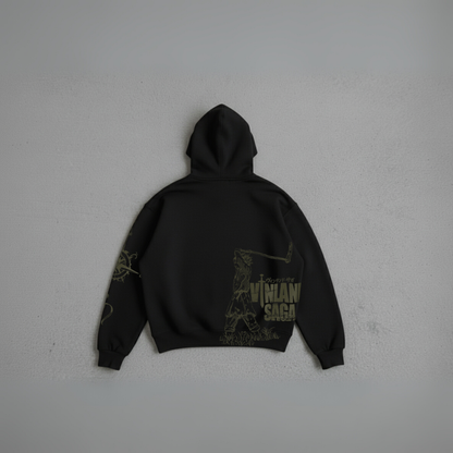 Hoodie Oversize Heavyweight 340GSM – Vinland Saga™ – 100% Coton Premium – Noir
