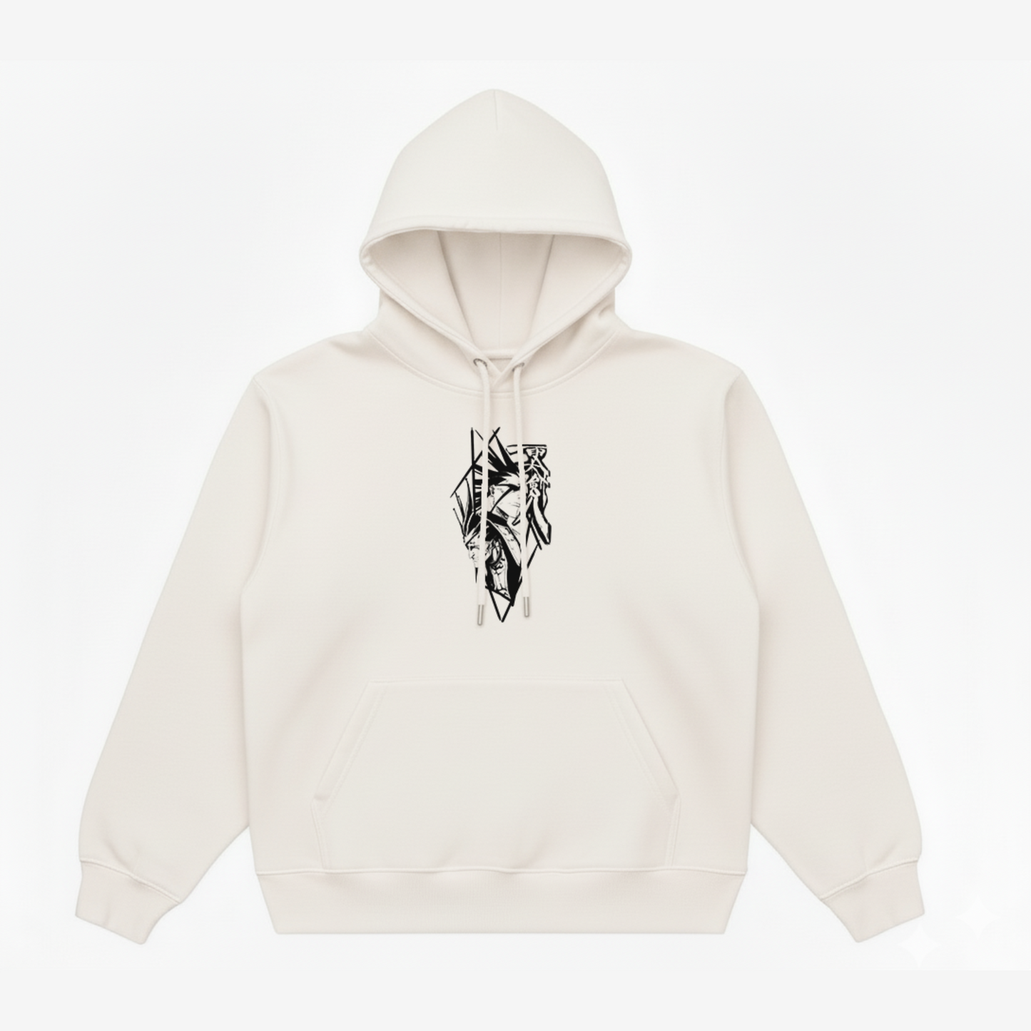 Hoodie Oversize Heavyweight 340GSM – Zaraki Kenpachi Bleach™ – 100% Coton Premium – Blanc Cassé