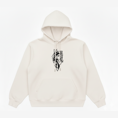 Hoodie Oversize Heavyweight 340GSM – Zaraki Kenpachi Bleach™ – 100% Coton Premium – Blanc Cassé