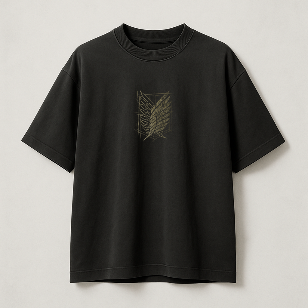 T-Shirt Oversize Heavyweight 240GSM – Eren Yeager Attack on Titan™ – 100% Coton Premium – Noir