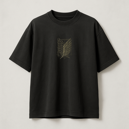 T-Shirt Oversize Heavyweight 240GSM – Eren Yeager Attack on Titan™ – 100% Coton Premium – Noir