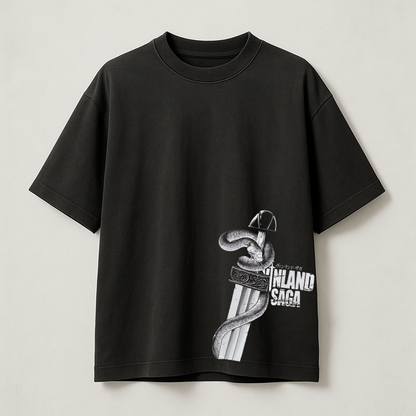 T-Shirt Oversize Heavyweight 240GSM – Thorfinn Vinland Saga™ – 100% Coton Premium – Noir