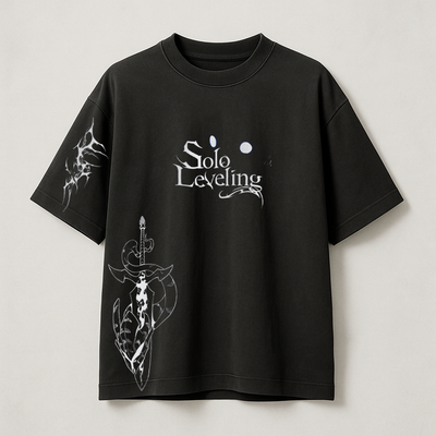 T-Shirt Oversize Heavyweight 240GSM – Solo Leveling™ – 100% Coton Premium – Noir