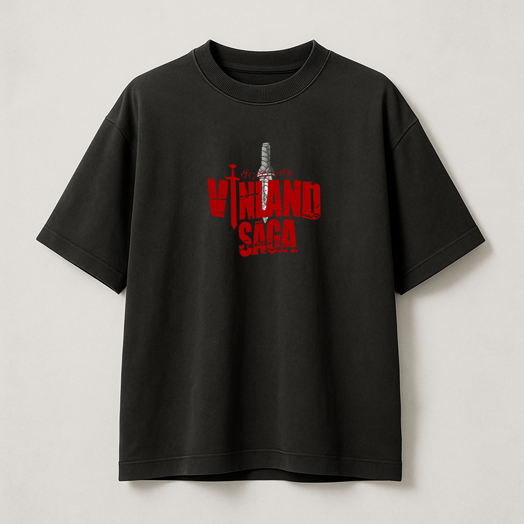 T-Shirt Oversize Heavyweight 240GSM – Vinland Saga™ – 100% Coton Premium – Noir