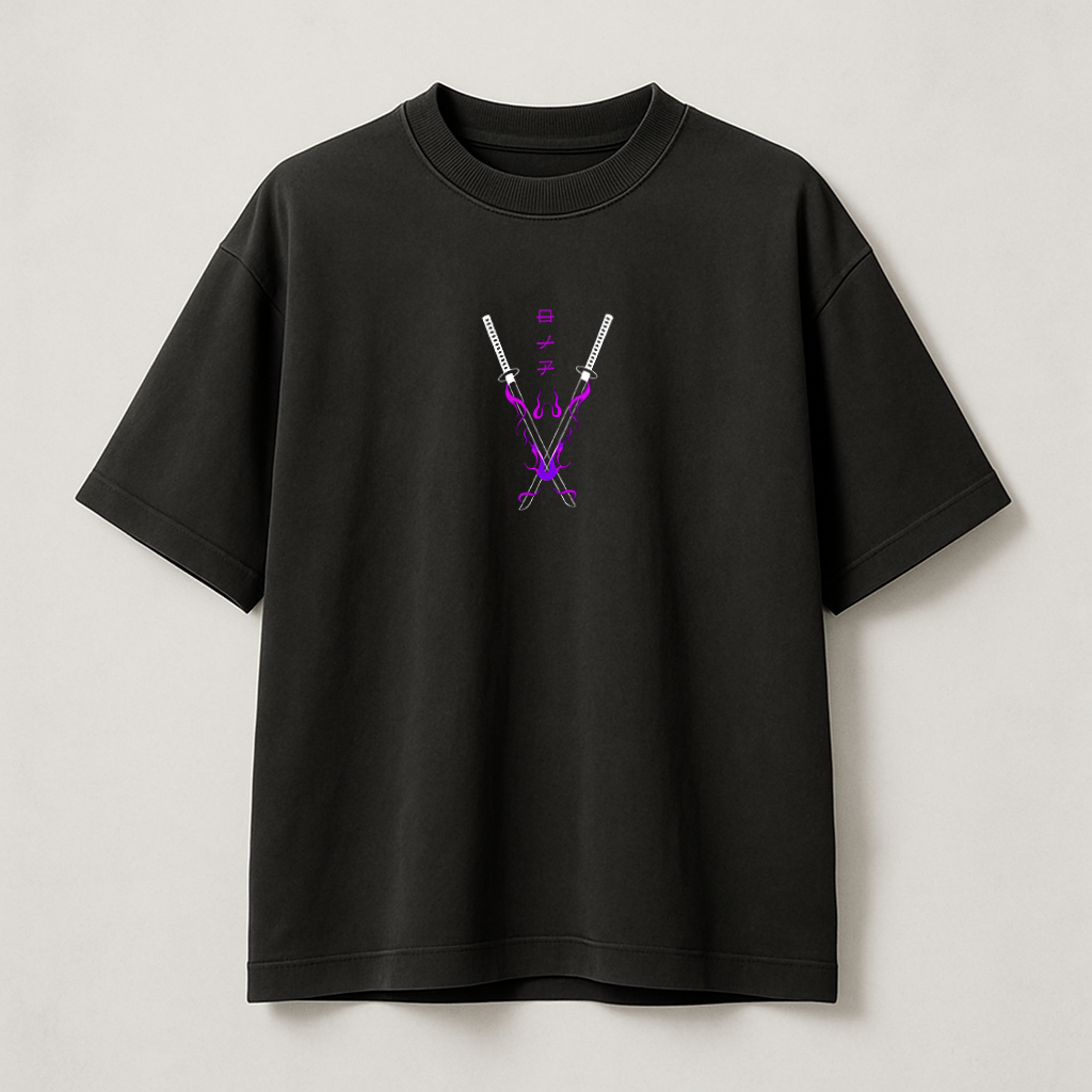 T-Shirt Oversize Heavyweight 240GSM – Roronoa Zoro One Piece™ – 100% Coton Premium – Noir