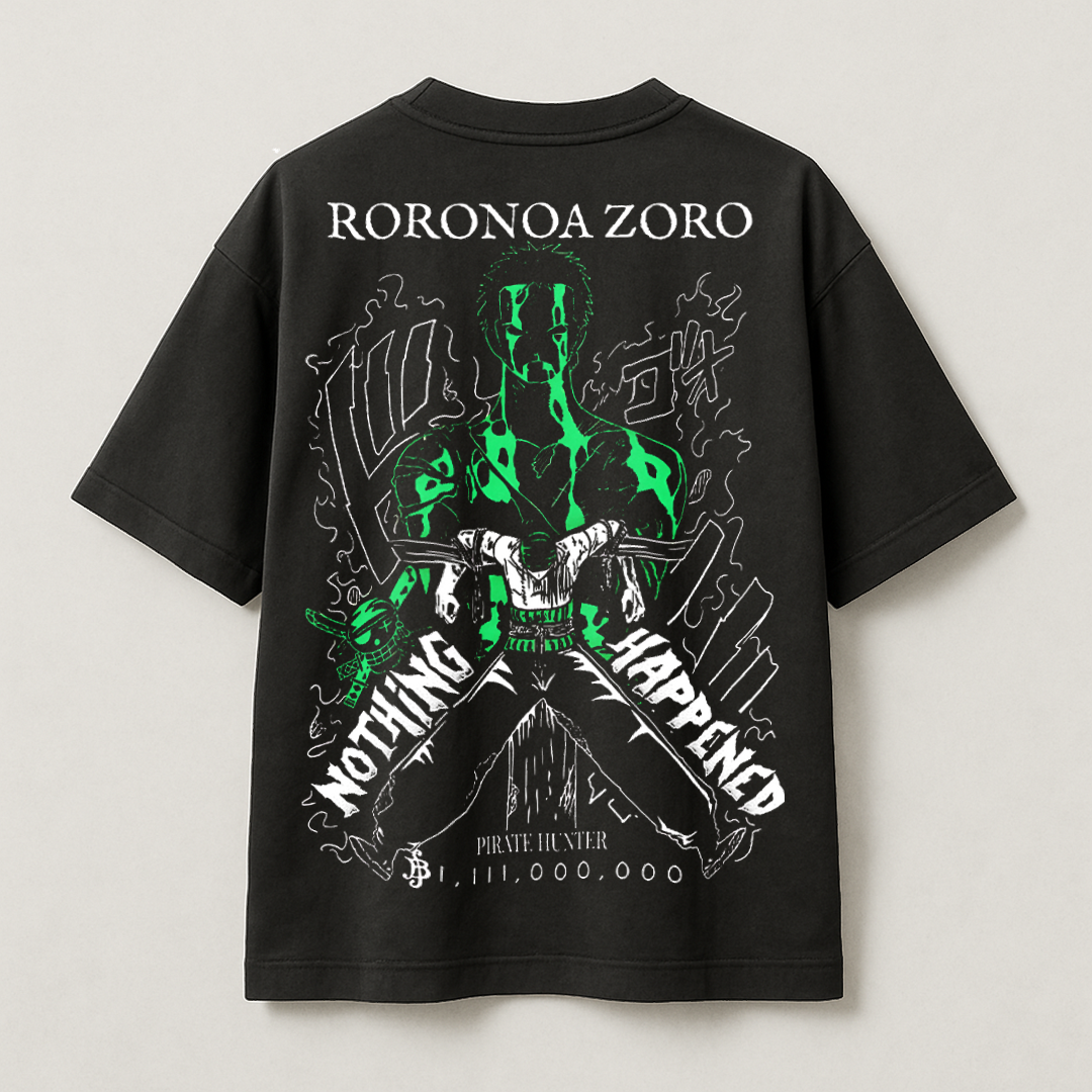 T-Shirt Oversize Heavyweight 240GSM – Roronoa Zoro One Piece™ – 100% Coton Premium – Noir
