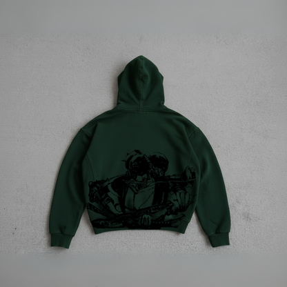 Hoodie Oversize Heavyweight 340GSM – Roronoa Zoro One Piece™ – 100% Coton Premium – Vert