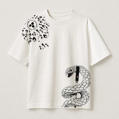 T-Shirt Oversize Heavyweight 240GSM – Sasuke Uchiha Naruto™ – 100% Coton Premium – Blanc
