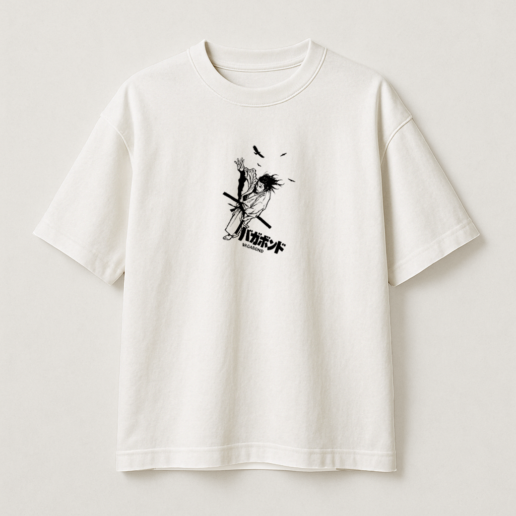 T-Shirt Oversize Heavyweight 240GSM – Vagabond™ – 100% Coton Premium – Blanc