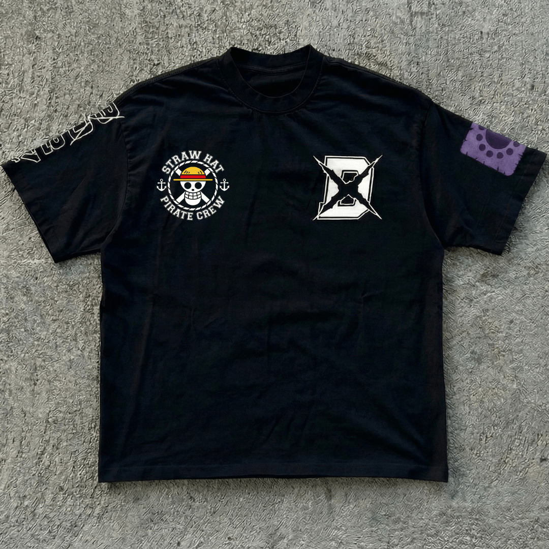 T-Shirt Oversize Heavyweight Straw Hat One piece - 100% Coton Noir
