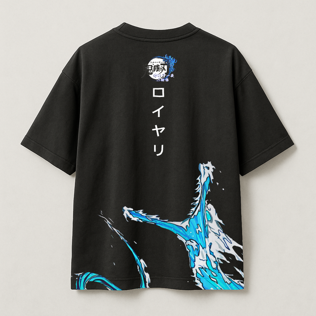 T-Shirt Oversize Heavyweight 240GSM – Demon Slayer™ Kimetsu no Yaiba – 100% Coton Premium – Noir