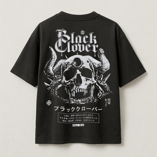 T-Shirt Oversize Heavyweight 240GSM – Black Clover™ – 100% Coton Premium – Noir