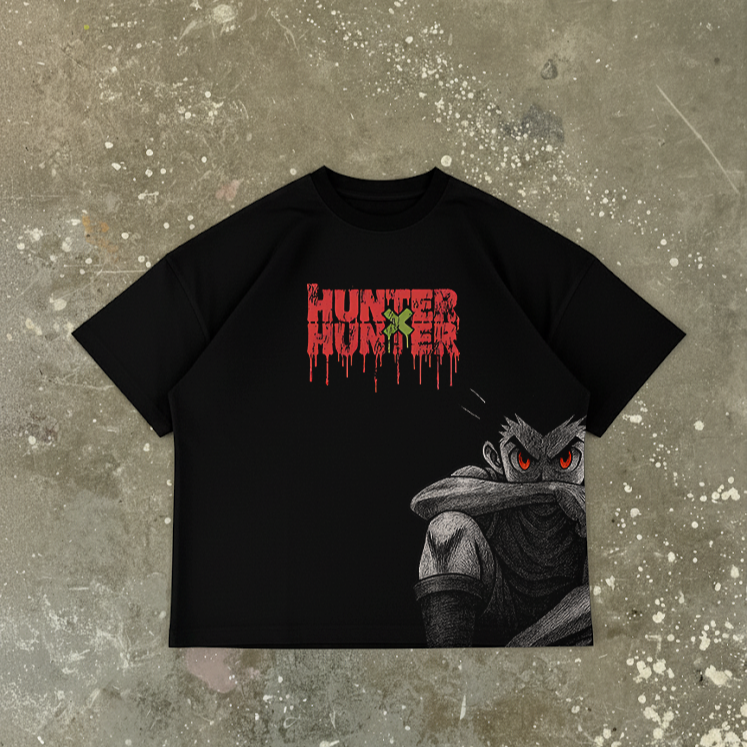 T-Shirt Oversize Heavyweight 240GSM – Gon Freecss Hunter x Hunter™ – 100% Coton Premium – Noir