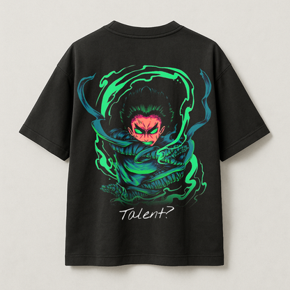 T-Shirt Oversize Heavyweight 240GSM – Rock Lee Naruto™ – 100% Coton Premium – Noir