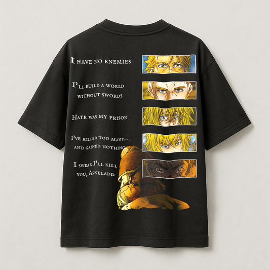 T-Shirt Oversize Heavyweight 240GSM – Vinland Saga™ – 100% Coton Premium – Noir